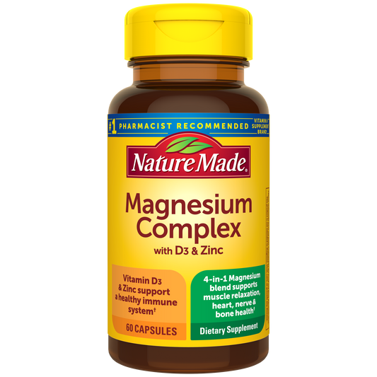 Nature Made Magnesium Complex + D3 & Zinc – 60 Capsules — front package