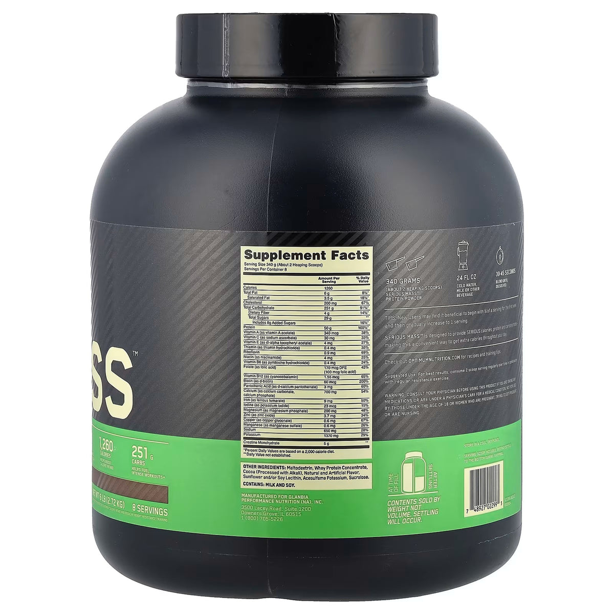 Optimum Nutrition Serious Mass – Chocolate, 6 lb