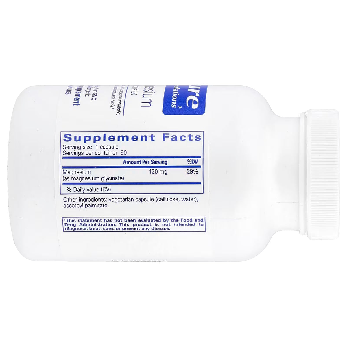Pure Encapsulations Magnesium Glycinate 90 Capsules Supplement Facts
