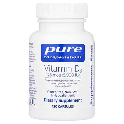 Pure Encapsulations Vitamin D3 125 mcg 5000 IU 120 Capsules