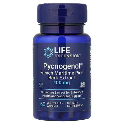 Life Extension Pycnogenol French Maritime Pine Bark Extract 100 mg Anti-Aging Extract for Enhanced Health and Vascular Support 60 Vegetarian Capsules