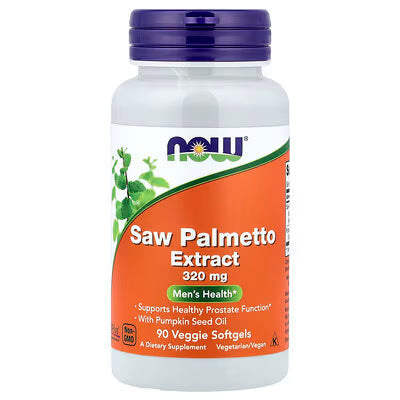 NOW Saw Palmetto Extract 320mg Men's Health Prostate Function Pumpkin Seed Oil 90 Veggie Softgels bottle