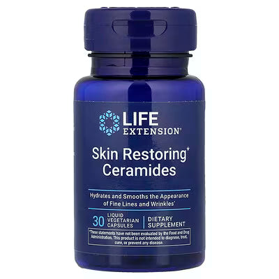 Life Extension Skin Restoring Ceramides – 30 Liquid Vegetarian Capsules, Hydrates and Smooths Fine Lines and Wrinkles