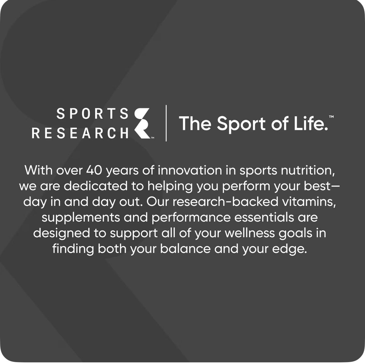 Sports Research brand story The Sport of Life