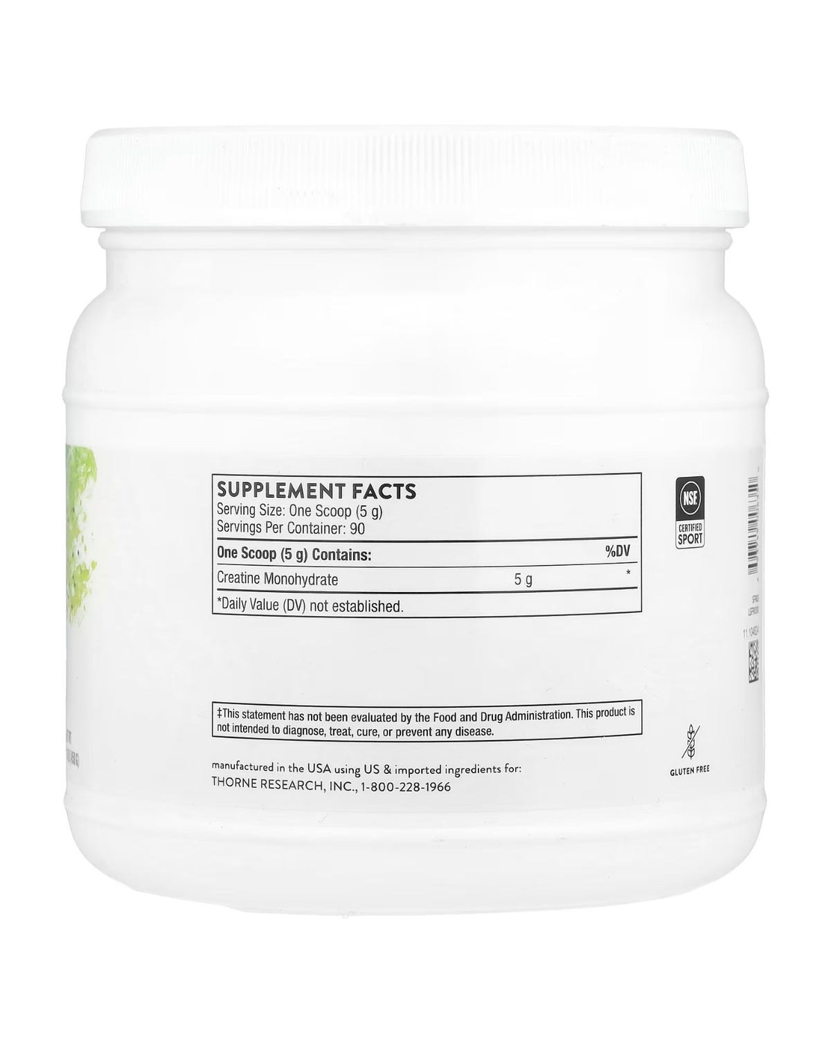 Thorne Creatine 450 g supplement facts
