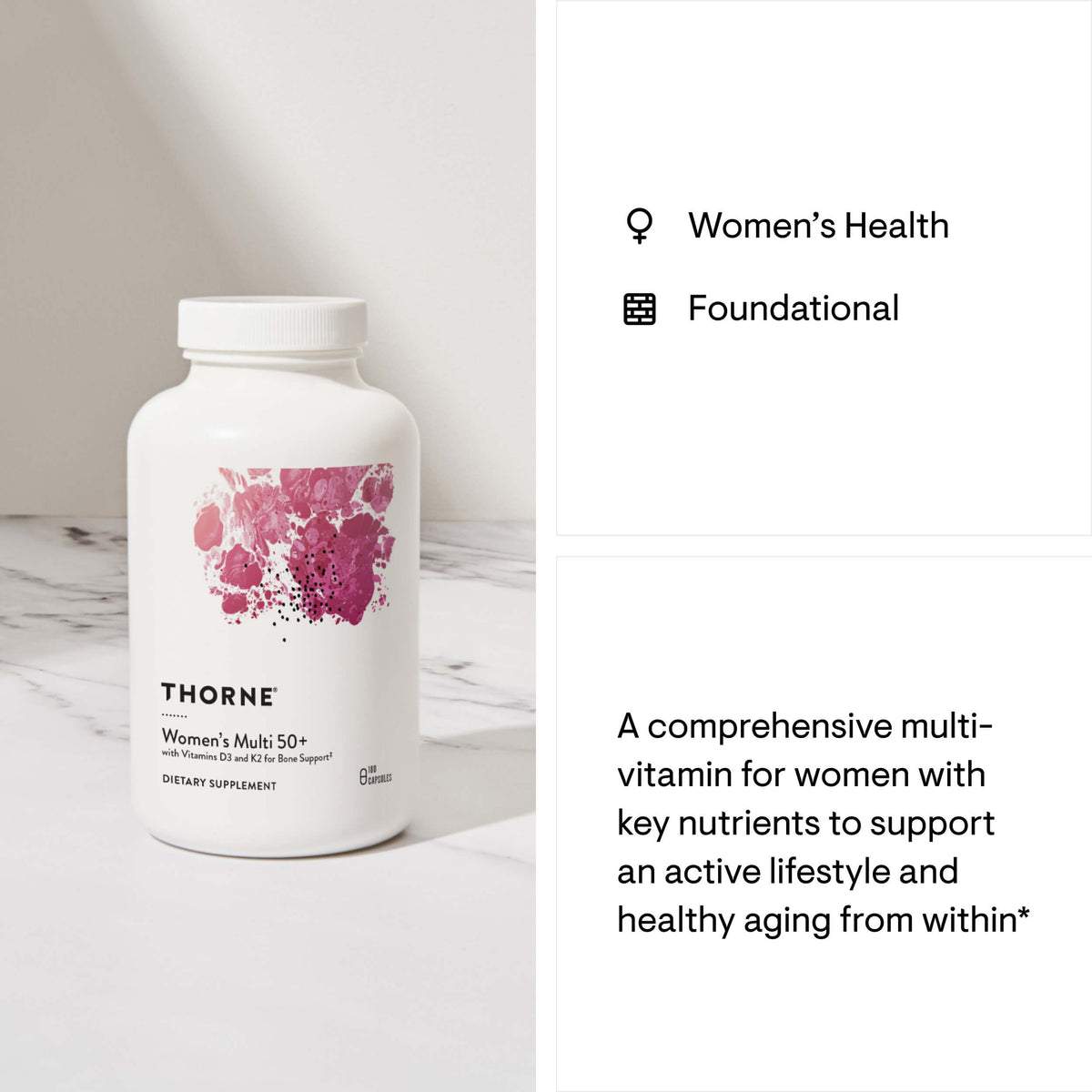 Thorne Women’s Multi 50+ – 180 Capsules — manufacturer product details